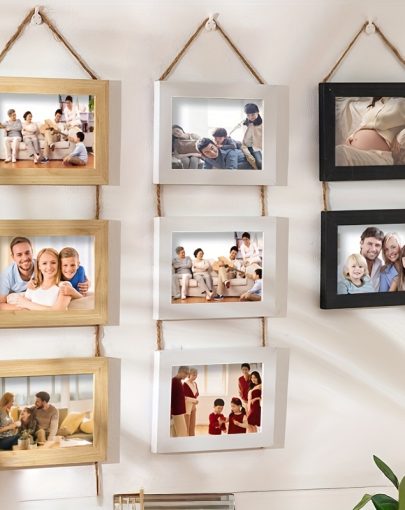 4pcs Wooden Glass Photo Frame Set with Flip-Top Display - 4x6 Collage Photo Stand, Hanging Art Wall & Desktop Display - Home Decor, Room Aesthetic Accent - Wedding, Housewarming, Christmas, Halloween Gift