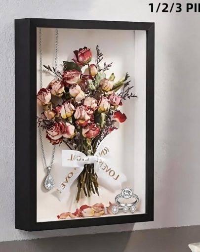1u002F2u002F3pcs 8X10 Inch Large Shadow Box Frame with Clear Plexiglass Cover - Sturdy Wood Memory Display Case for Photos, Flowers, Medals, Memorabilia - Vintage Black End, Keepsake Holder, Elegant Display, Durable Construction